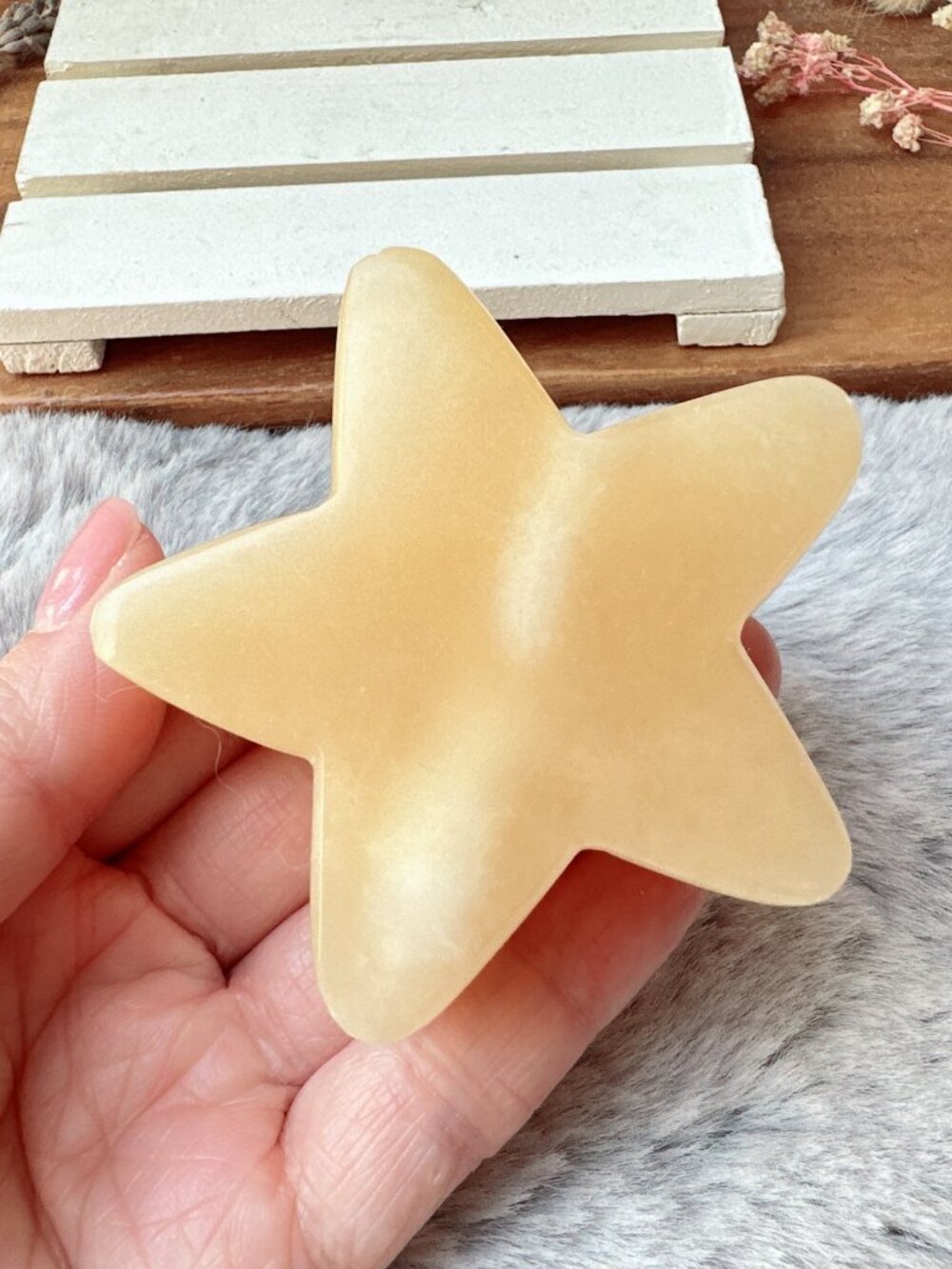 Beautiful Orange Calcite Star Carving